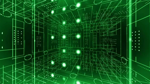 Line circle light 360 rotation technology background 4K LOOP green Stock Footage 103686483