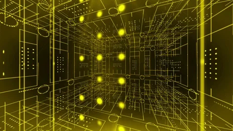 Line circle light 360 rotation technology background 4K LOOP yellow Stock-Footage 103689187