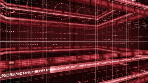 Line circle light 360 rotation technology background 4K LOOP red Video stock 104494113