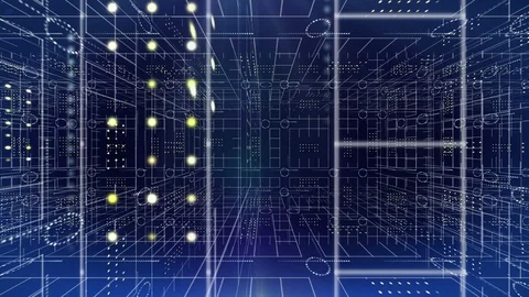 Line circle light 3d pan technology background 4K LOOP blue Stock Footage 103795180