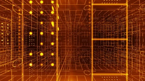 Line circle light 3d pan technology background 4K LOOP golden Stock Footage 103849036