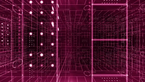 Line circle light 3d pan technology background 4K LOOP pink Stock Footage 103849530