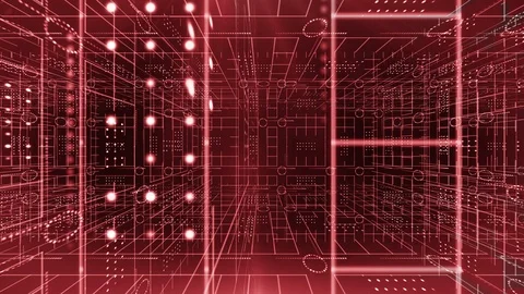 Line circle light 3d pan technology background 4K LOOP red Stock Footage 103851567