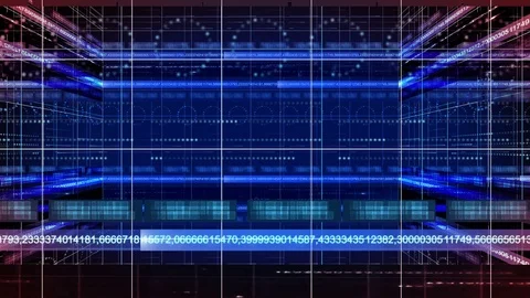 Line circle light technology 3d pan background 4K LOOP blue red Stock Footage 104537020