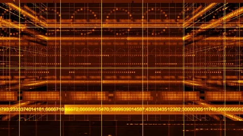 Line circle light technology 3d pan background 4K LOOP golden Video stock 104537517