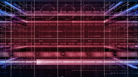 Line circle light technology 3d pan background 4K LOOP red blue Stock Footage 104540130