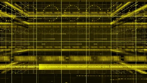 Line circle light technology 3d pan background 4K LOOP yellow Video stock 104540239