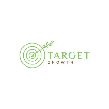 Line circle target with leaf growth logo design vector graphic symbol icon .. Stock Illustration