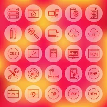 Line Circle Web Coding Icons Stock-Illustration