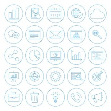 Line Circle Website Development Icons Stock Illustration