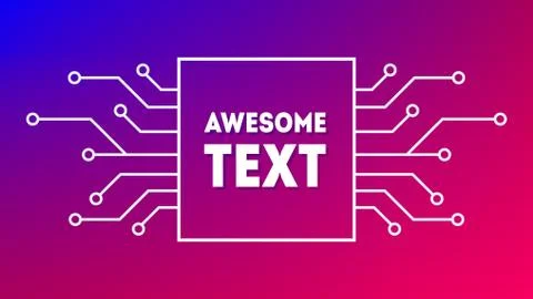 Line circuit frame abstract technology background with blue and pink gradient Stock Illustration