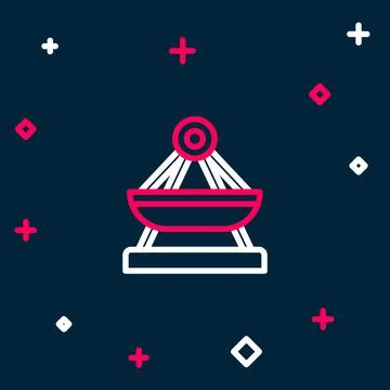 Line Circus ticket icon isolated on blue background. Amusement park. Colorful Ilustração Stock