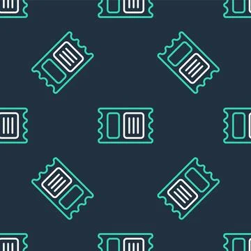 Line Circus ticket icon isolated seamless pattern on black background. Amus.. Stockillustratie