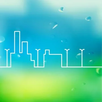 Line city scene. Stock Illustration