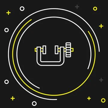 Line Clamp and screw tool icon isolated on black background. Locksmith tool Illustrazione stock
