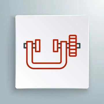 Line Clamp and screw tool icon isolated on white background. Locksmith tool Illustrazione stock