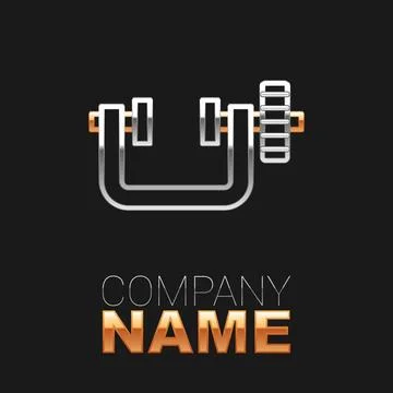 Line Clamp and screw tool icon isolated on black background. Locksmith tool Stock Illustration