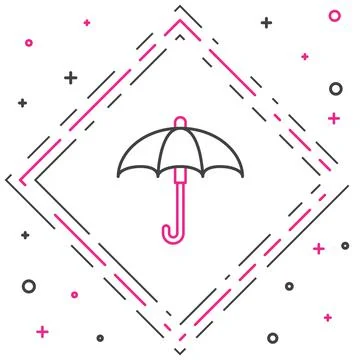 Line Classic elegant opened umbrella icon isolated on white background. Rain Illustrazione stock