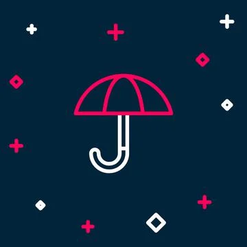 Line Classic elegant opened umbrella icon isolated on blue background. Rain Stock Illustration