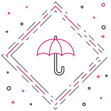 Line Classic elegant opened umbrella icon isolated on white background. Rain Illustrazione stock