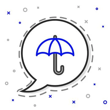 Line Classic elegant opened umbrella icon isolated on white background. Rain Stock Illustration