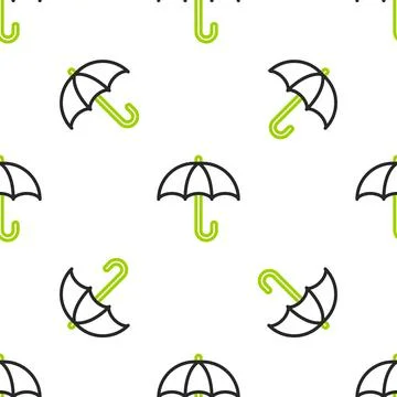Line Classic elegant opened umbrella icon isolated seamless pattern on white Illustrazione stock
