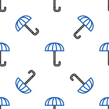 Line Classic elegant opened umbrella icon isolated seamless pattern on white Illustrazione stock