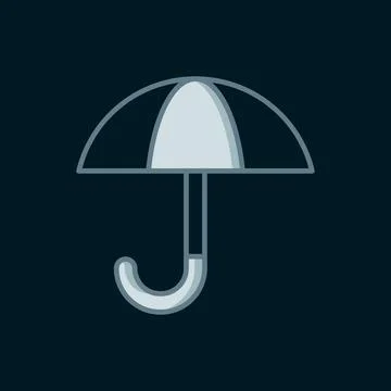 Line Classic elegant opened umbrella icon isolated on black background. Rai.. Illustrazione stock