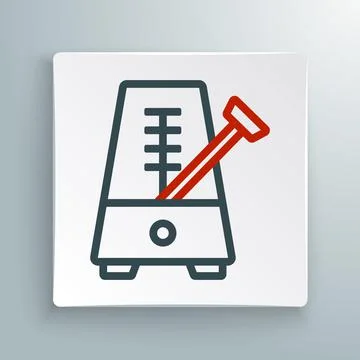 Line Classic Metronome with pendulum in motion icon isolated on white background Stock Illustration