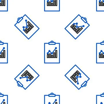 Line Clipboard with graph chart icon isolated seamless pattern on white Illustrazione stock