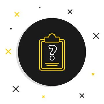 Line Clipboard with question marks icon isolated on white background. Survey Stock Illustration