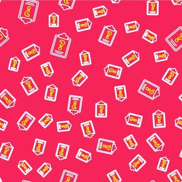 Line Clipboard with question marks icon isolated seamless pattern on red Stock Illustration