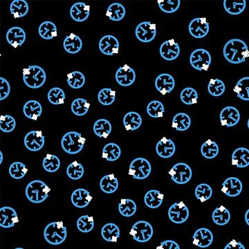 Line Clock 24 hours icon isolated seamless pattern on black background. All day Stock Illustration