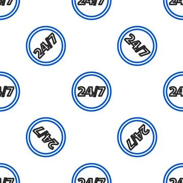 Line Clock 24 hours icon isolated seamless pattern on white background. All day Stock Illustration