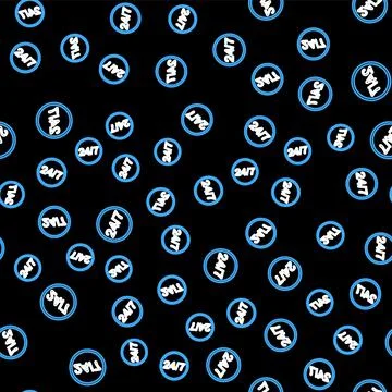 Line Clock 24 hours icon isolated seamless pattern on black background. All day Stock Illustration