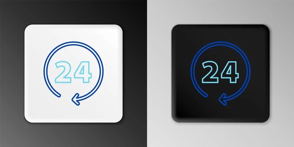 Line Clock 24 hours icon isolated on grey background. All day cyclic icon. .. イラスト素材