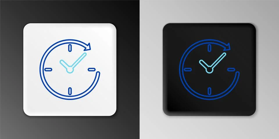 Line Clock with arrow icon isolated on grey background. Time symbol. Clockwise Stock Illustration