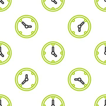 Line Clock icon isolated seamless pattern on white background. Time symbol Stock Illustration