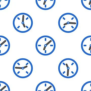 Line Clock icon isolated seamless pattern on white background. Time symbol Stock Illustration