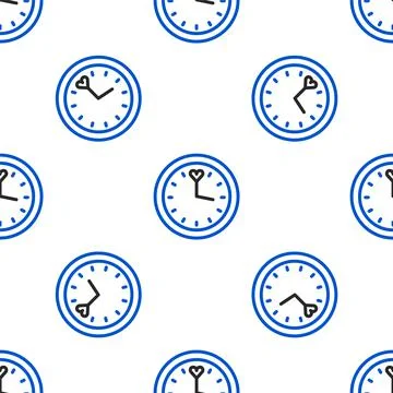Line Clock icon isolated seamless pattern on white background. Time symbol Stock Illustration