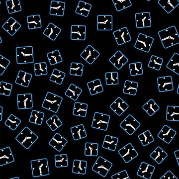 Line Clock icon isolated seamless pattern on black background. Time symbol Stock Illustration