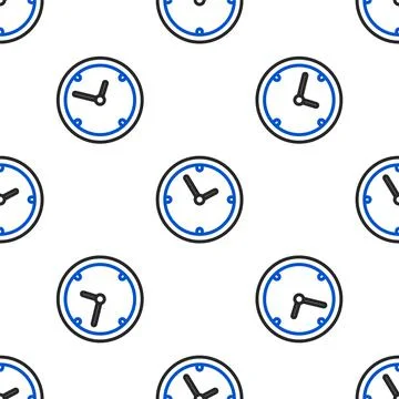 Line Clock icon isolated seamless pattern on white background. Time symbol Stock Illustration