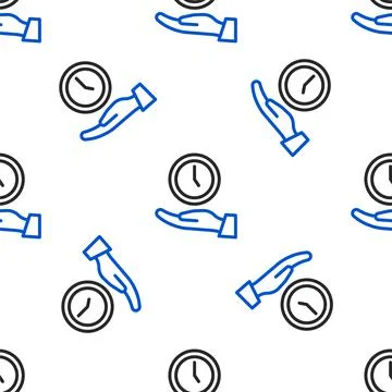 Line Clock icon isolated seamless pattern on white background. Time symbol Stock Illustration