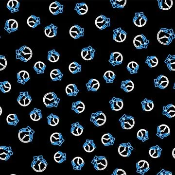 Line Clock icon isolated seamless pattern on black background. Time symbol Stock Illustration