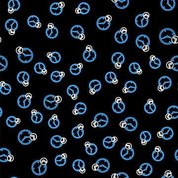 Line Clock icon isolated seamless pattern on black background. Time symbol 스톡 일러스트