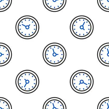 Line Clock icon isolated seamless pattern on white background. Time symbol Stock Illustration