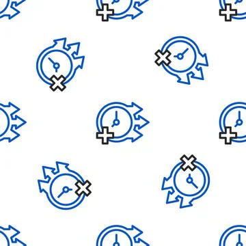 Line Clock icon isolated seamless pattern on white background. Time symbol 스톡 일러스트