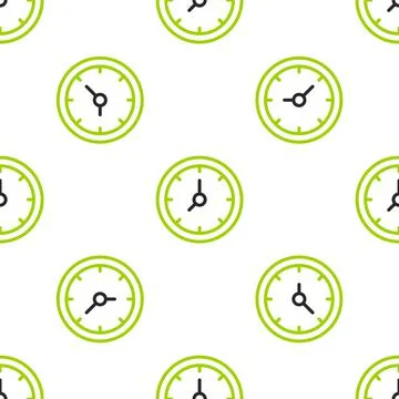 Line Clock icon isolated seamless pattern on white background. Time symbol 스톡 일러스트