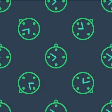 Line Clock icon isolated seamless pattern on blue background. Time symbol Stock Illustration
