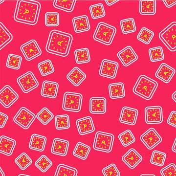 Line Clock icon isolated seamless pattern on red background. Time symbol. Vector Stock Illustration